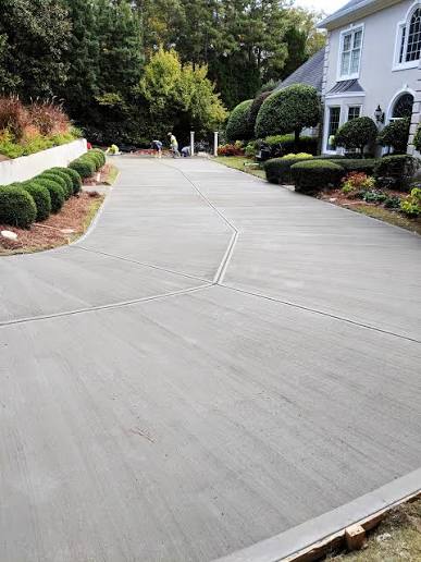 freshly poured concrete driveway