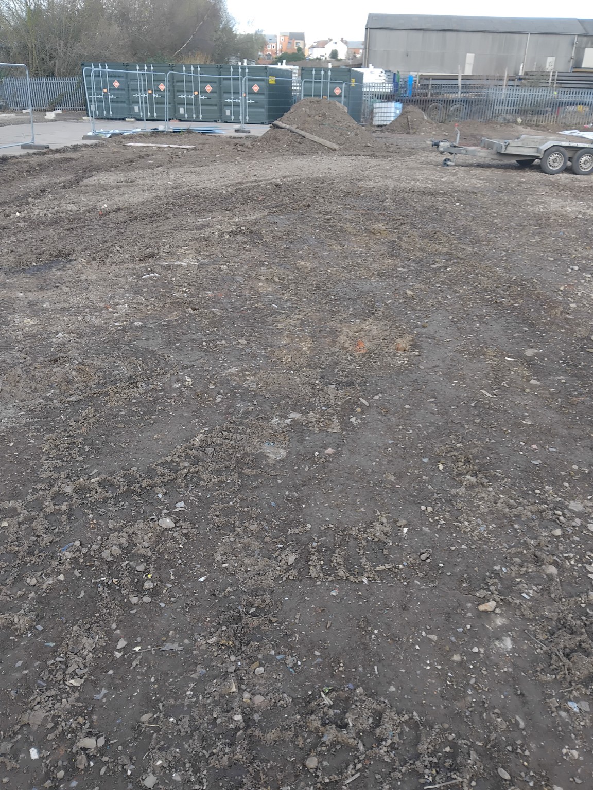 Levelled ground during preparation of the container storage yard